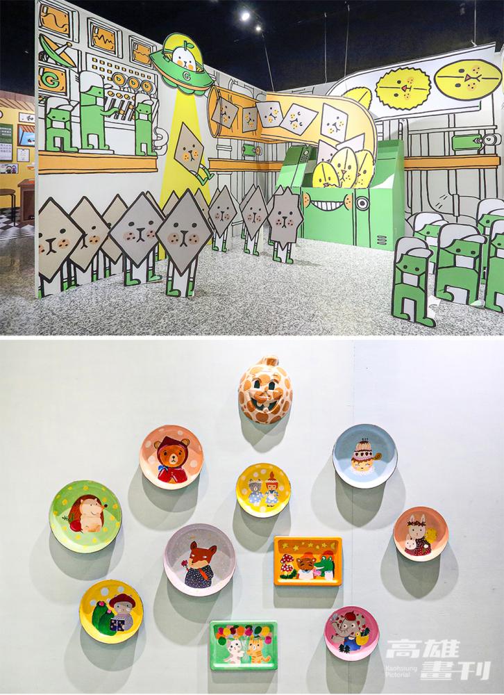 「穀倉藝文」現正展出「我的穀物樂園」藝術共創聯展，走進藝術家畫筆下的奇異穀倉，與充滿童話想像的藝術創作互動拍照。(攝影/Carter) 