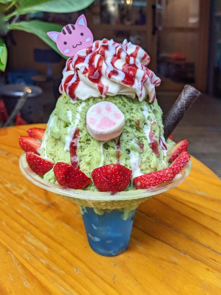 店內冰磚是挑選當季水果手工製作，滋味純天然。(圖片提供/人來走走手作雪花冰刨冰)