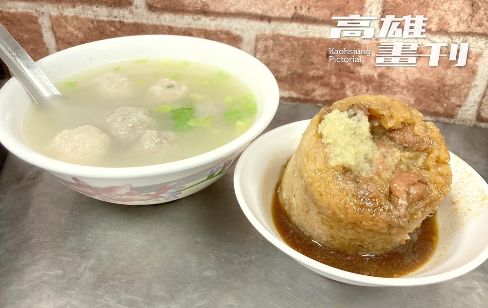 清溪小吃部手工自製筒仔米糕、新鮮肉丸、蝦丸湯，口感紮實彈牙，。(攝影/陳婷芳)