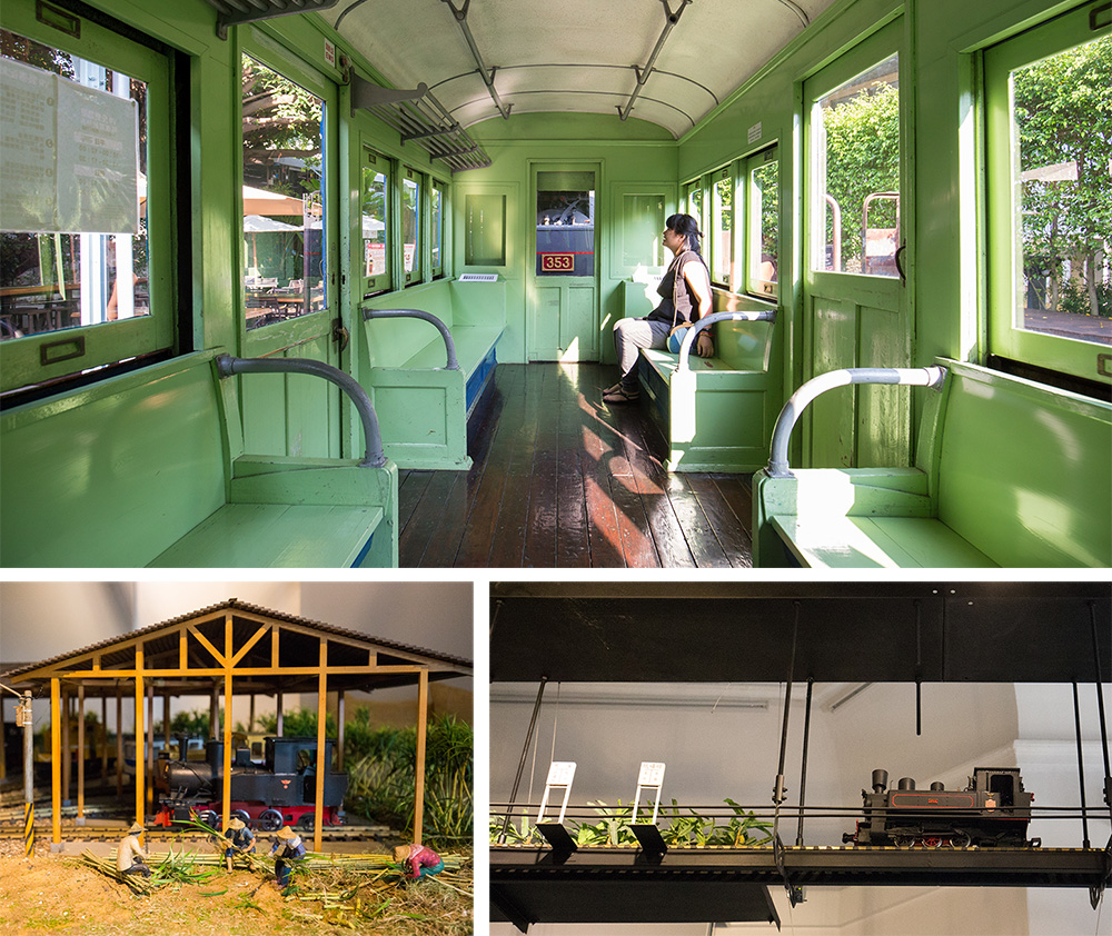 五分車車廂和小火車模型。（攝影／連偉志）