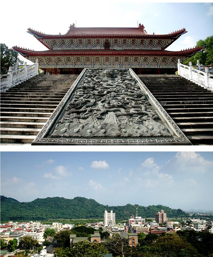 旗山孔子廟座落鼓山公園，占地4.1公頃，是全東南亞規模最大的孔廟，俯瞰旗山小鎮風光，風景絕佳。（攝影／曾信耀）
