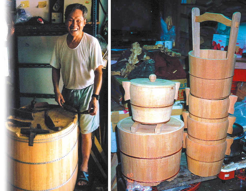 Chang always looks very energetic. He has invented many unique tools to make the best wooden buckets.