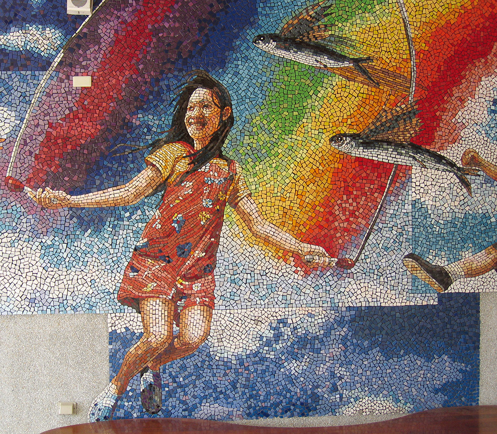 Mosaic work has added color to the campus of Ming-Yi Elementary school.