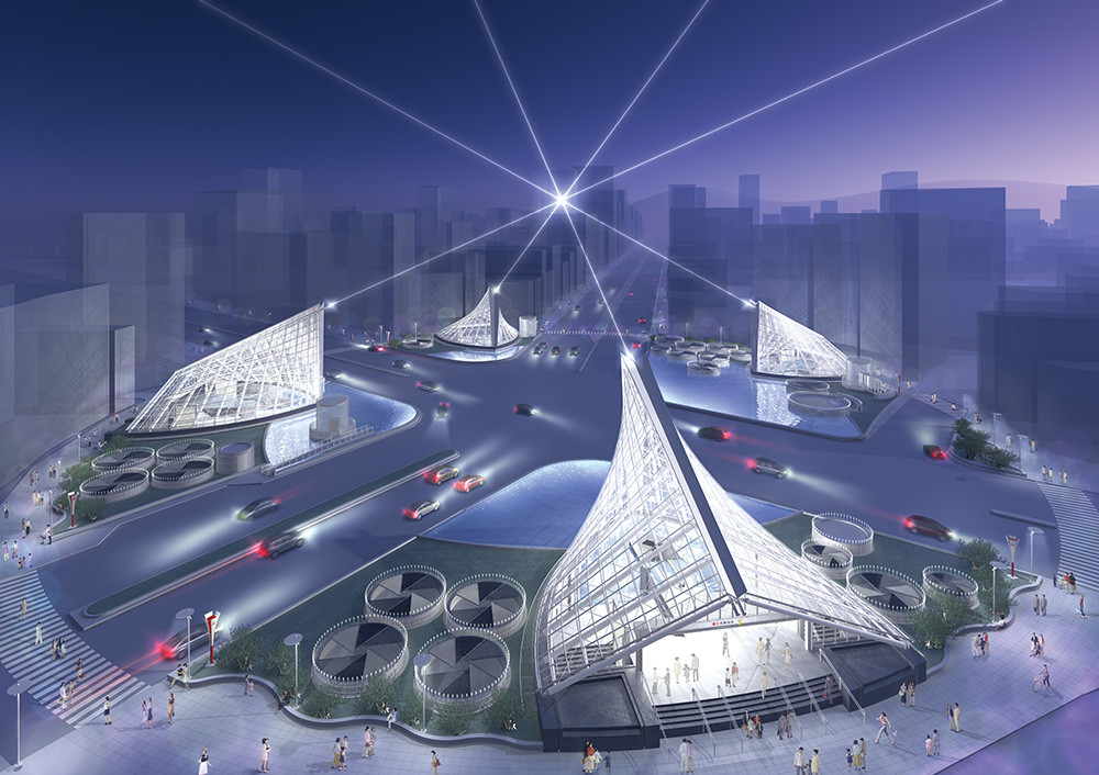 The Formosa Station features four entrances shaped like \"praying hands\" to reflect the history of the location and the wish of a peaceful future.