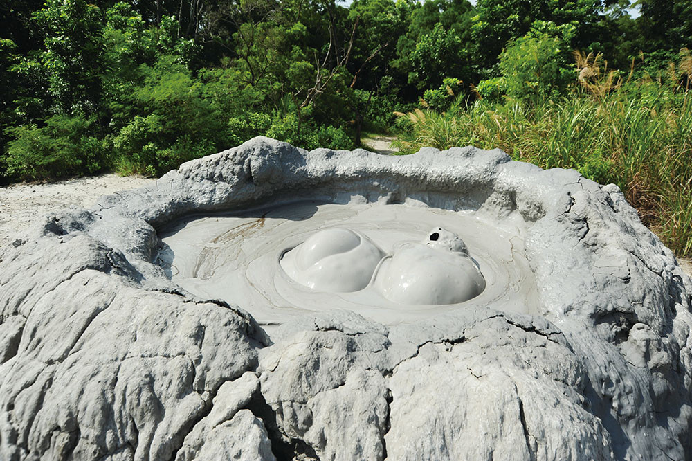 Bubbling mud volcanos