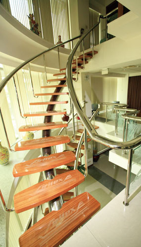 A replica of the staircase to be installed on the yacht belonging to Louis Vuitton\'s CEO