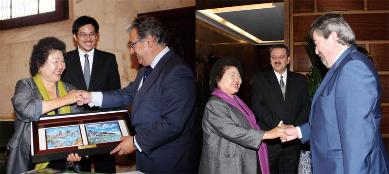 Mayor Chen Chu meeting with Juan Alberto Belloch Julbe, Mayor of Zaragoza (left) and Juan Ignacio Zoido, Mayor of Seville (right)