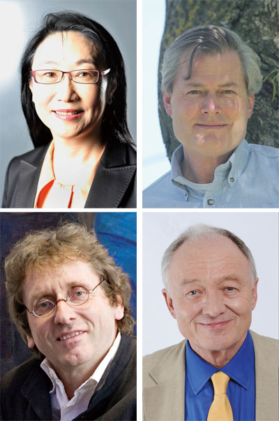 王雪紅 Cher Wang(左上)  剛特．鮑利Gunter Pauli(右上)  麥克．布朗嘉Michael Braungart(左下)  肯．李文斯頓Ken Livingstone(右下)