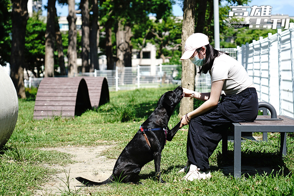 公園內設置的寵物活動園區，是都市生活中的人們與毛孩增進連結的溫暖場域。（攝影/曾信耀）
