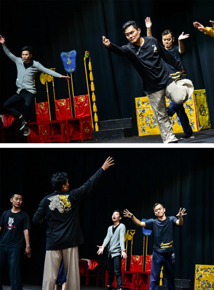 豫劇團正在排練今年三月初於左營舊城演出的《見城》。（攝影／陳十攝影工作室）