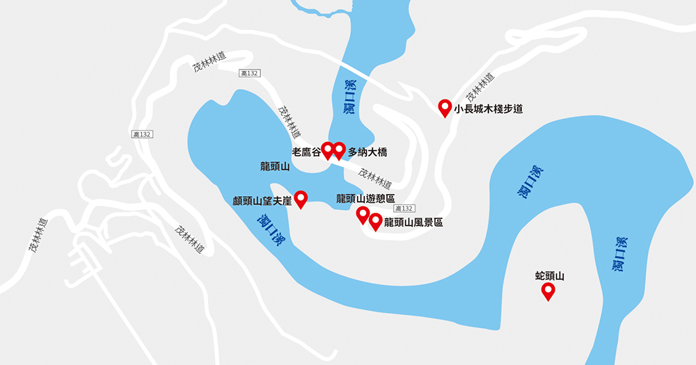龍頭山步道相關位置參考圖。