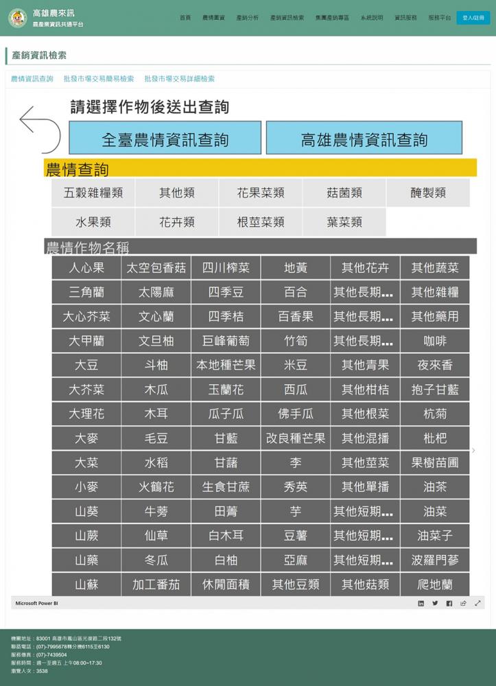 「高雄農來訊」開地方政府之先，透過農產業資訊共通平台，提供更精準的大數據分析及數據加值。(圖片提供高雄市政府農業局)