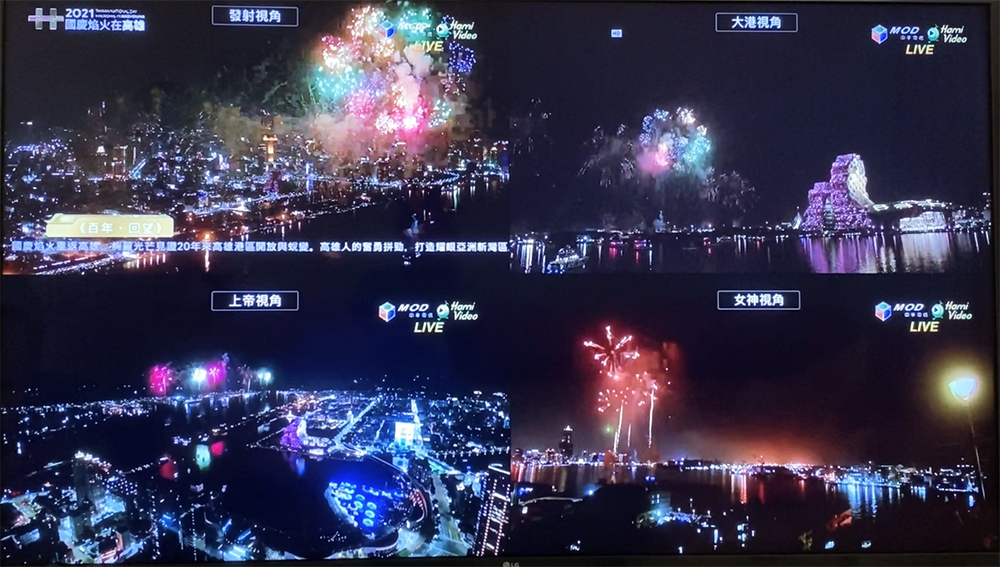 配合今年國慶焰火多點環狀式施放，從不同角度欣賞帶來的感動也不同，零時差的現場直播，讓民眾捕捉精彩瞬間不落後。(圖片提供/中華電信)