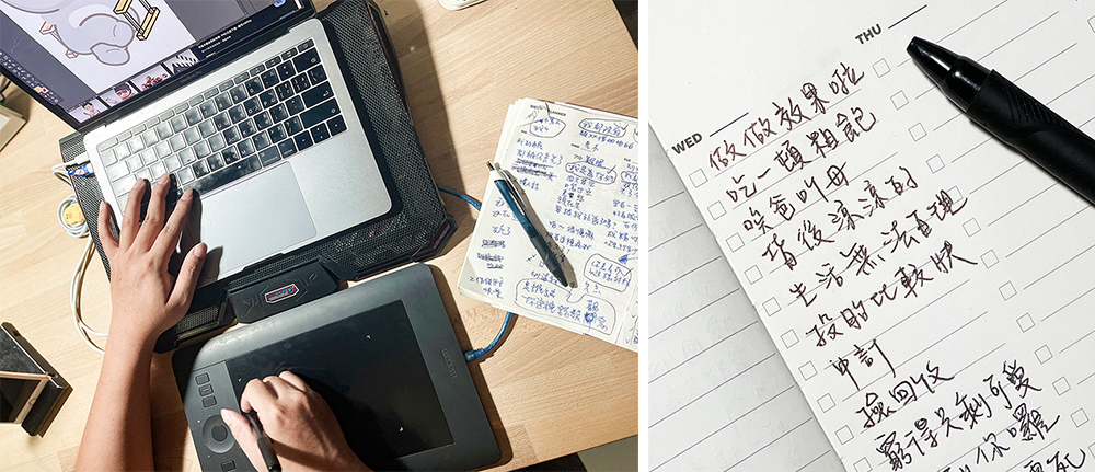 作者VITA VITA在創作時，有意無意會在貼圖中加入許多臺語，讓貼圖變得更豐富有趣。(圖片提供/塔仔不正經)
