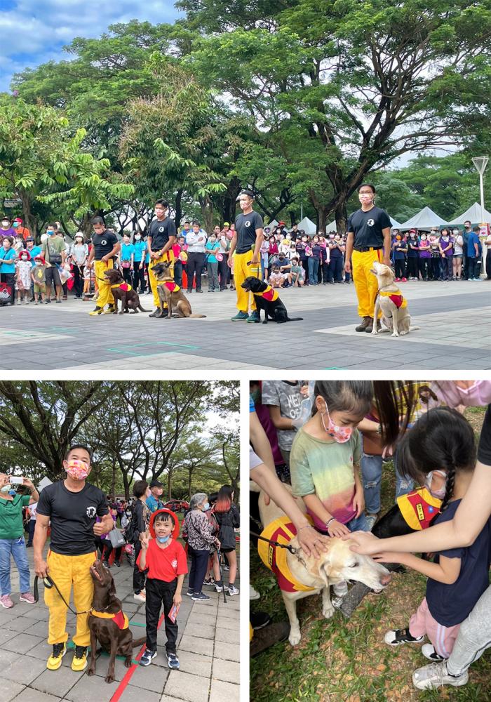 搜救犬不只穩定性夠也相當與人親近。(圖片提供/高雄市消防局特搜中隊)