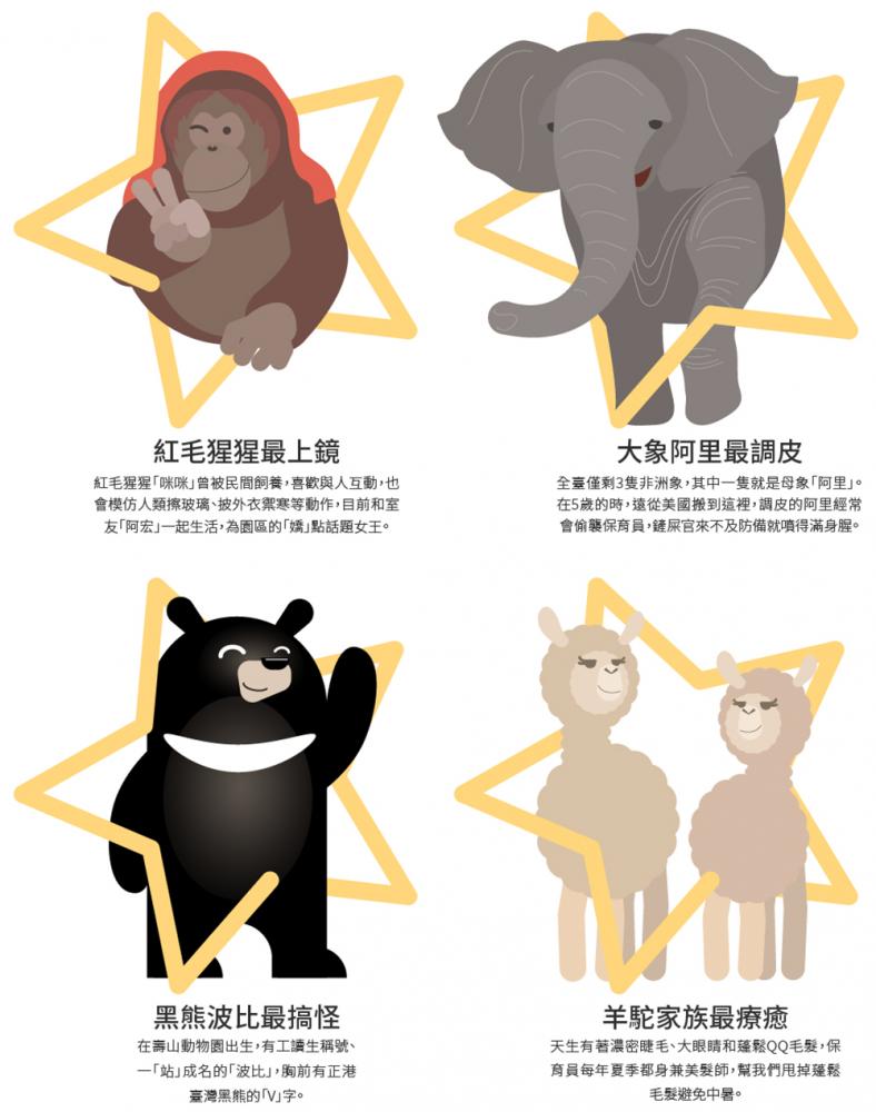 壽山動物園特別分享動物明星私底下的可愛習性。(製圖/高市府新聞局)