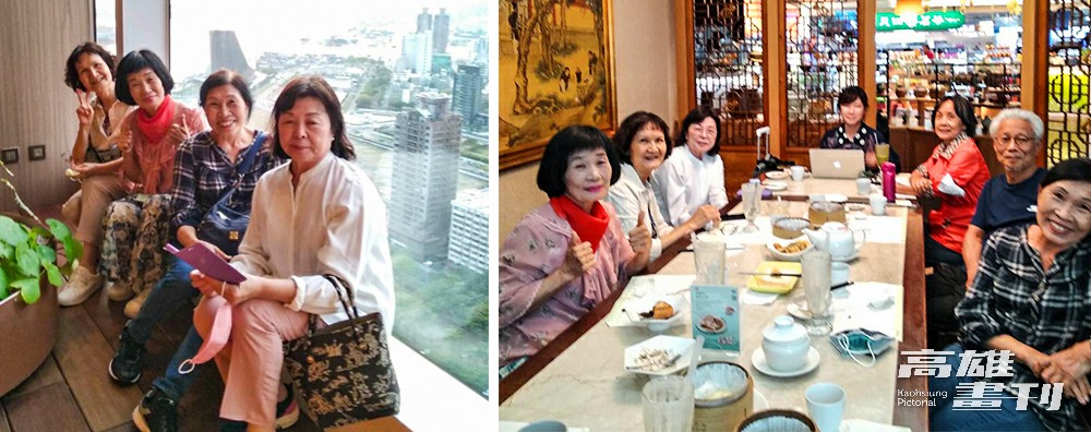 此次訪談高雄加工出口區四位退休女性勞工，左圖從前至後依序為劉美珠，阮蘭英、黃秋雪、陳美貞。(攝影/Naru)