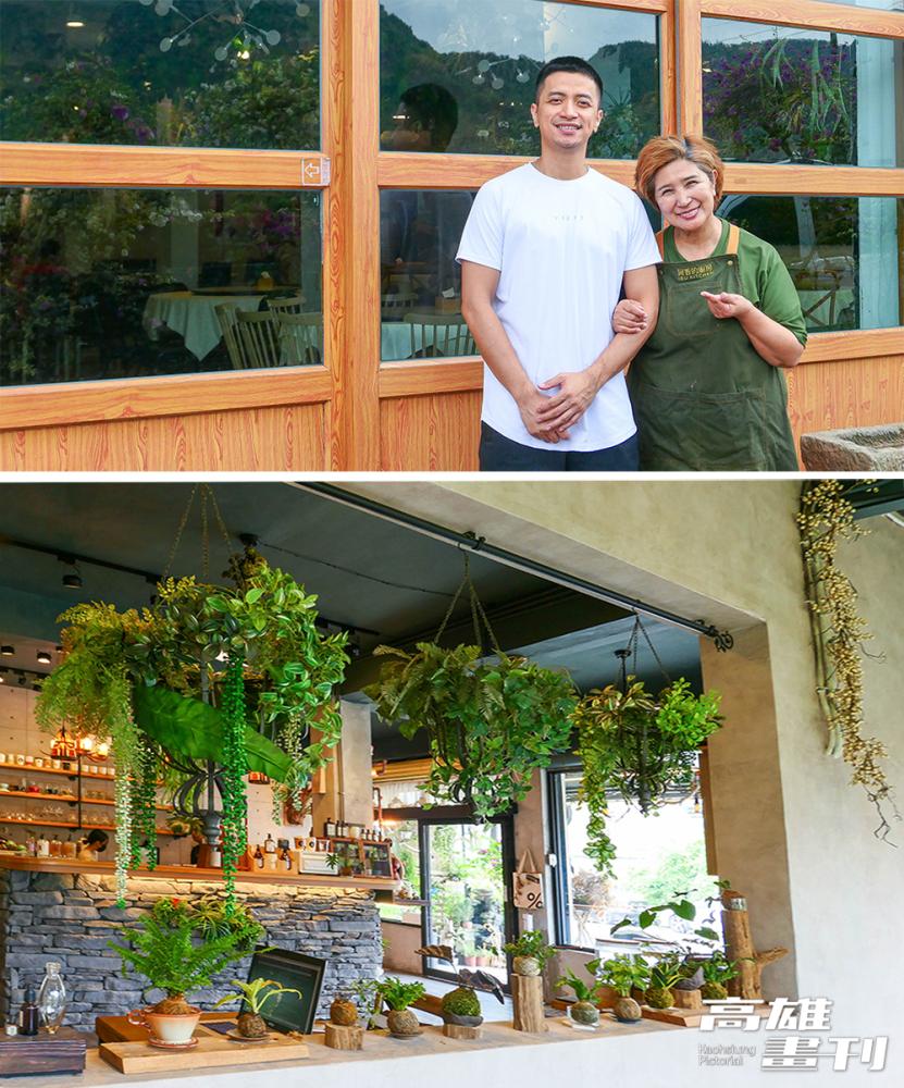 「阿香的廚房」由阿香負責掌廚，兒子則負責空間設計，把故鄉藤枝的草木綠意帶進店裡。(攝影/Naru)