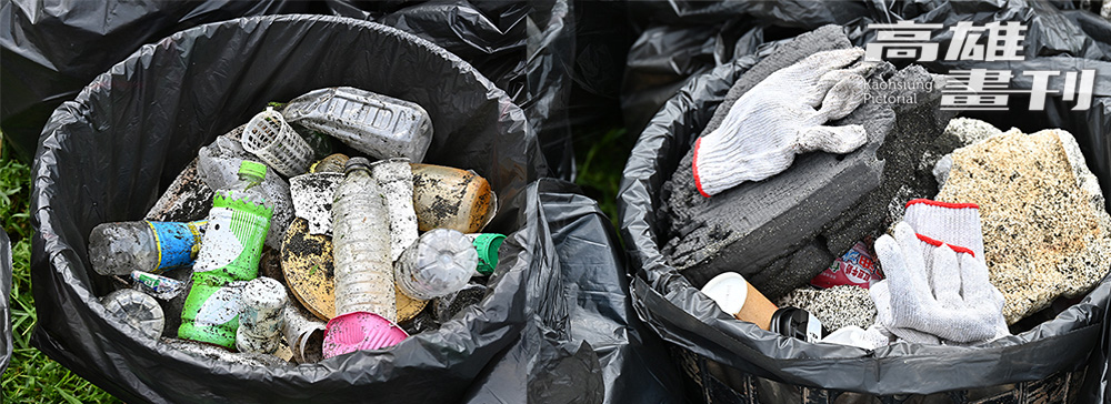 淨灘後的垃圾依可回收與不可回收分類。(攝影/Carter)