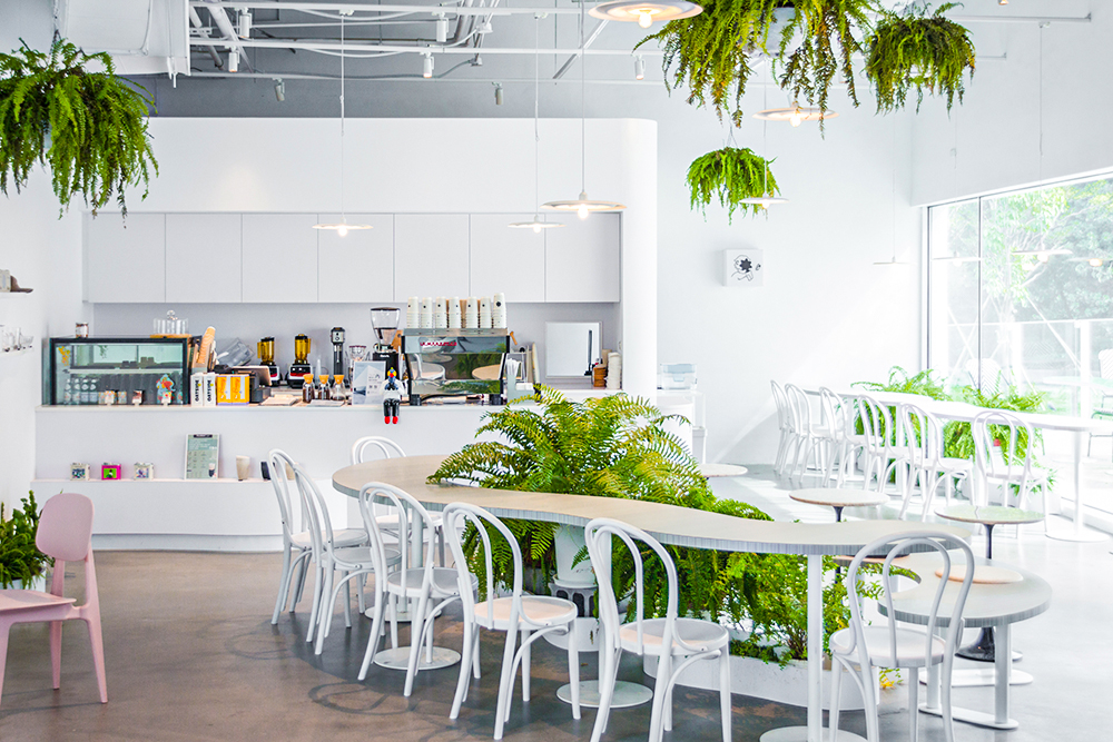 Akau Coffee猻物咖啡空間以無柱設計增加通透性，如置身大自然的輕鬆氛圍，連角落都是打卡亮點。(圖片提供/Akau Coffee 猻物咖啡)