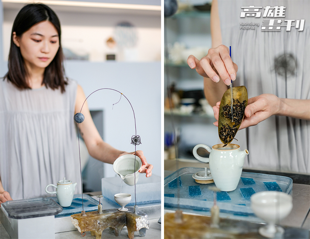 「泊·月白moonmist」揉合中、日式的飲茶體驗，以開放空間打破傳統日式茶席的隱密感，在具生活感的中式茶飲中帶入日本茶道的待客精神，以及對細節的嚴謹追求等文化。(攝影/Cindy Lee)