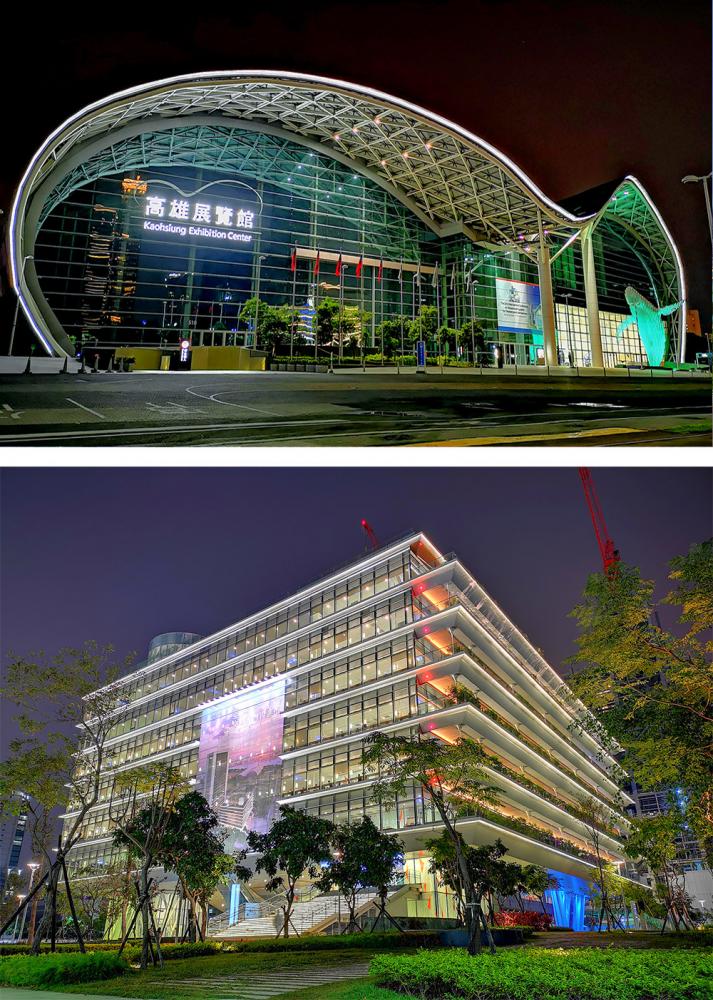 上：高雄展覽館。下：高雄市立圖書館總館。