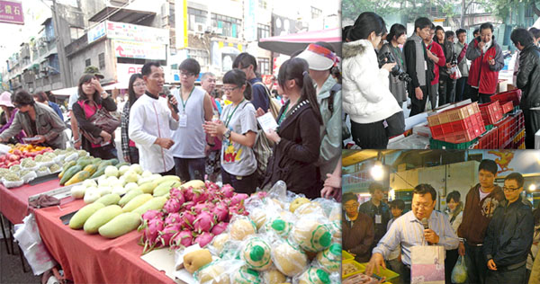 參加美食深度體驗營的學員，跟著主廚到傳統市場學習買菜。(圖/國立高雄餐旅大學 提供)