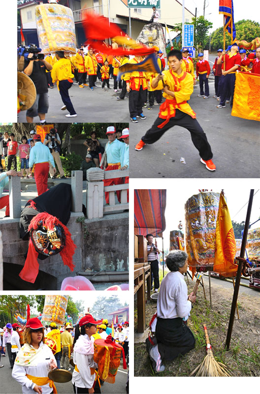 內門各文武庄頭陣賣力演出，觀音佛祖信眾虔誠膜拜。（圖∕張簡英豪‧徐世雄  攝）