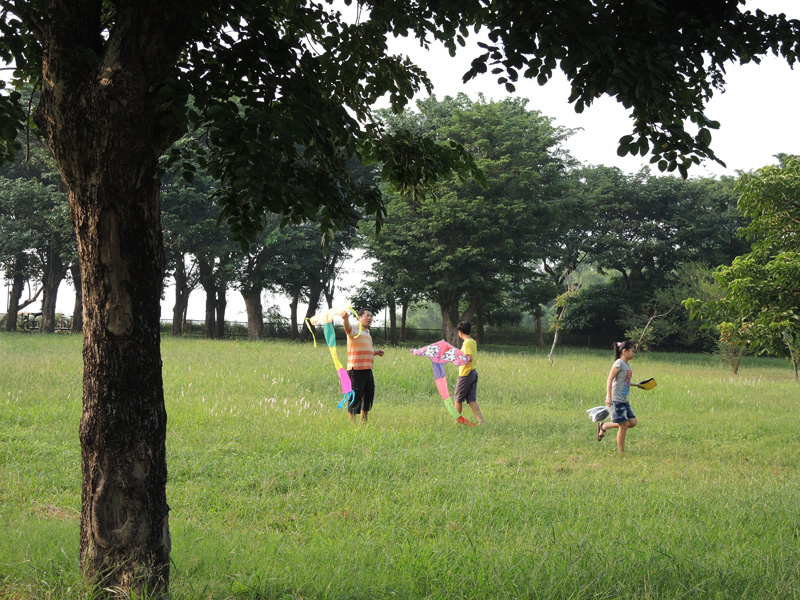 大坪頂的觀景小公園裡有大片草地可活動等待夕陽西下。（圖∕徐世雄 攝）