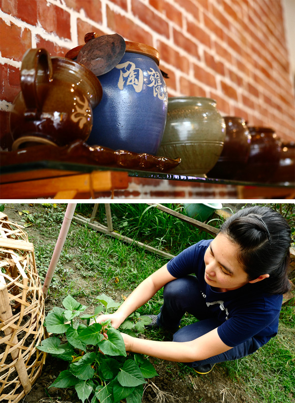 鍾晴庭結合自家的陶藝品與蔬菜，賦予食物更多的意涵。（圖∕張簡英豪 攝）