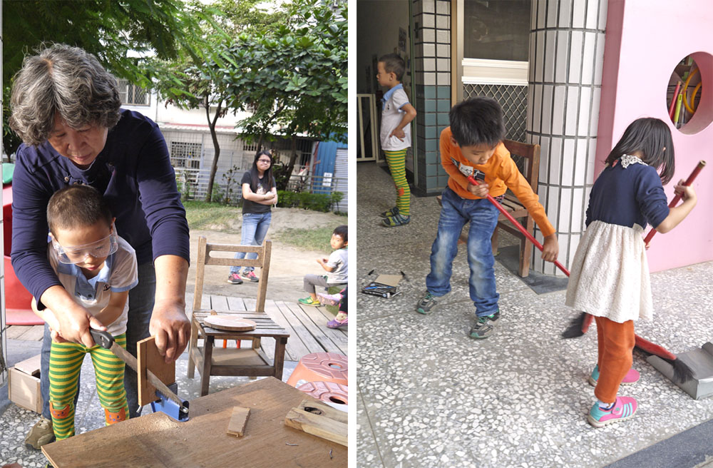 五甲社區幼兒園培養孩童，學習與體驗各種生活技能。（圖/李昀諭 攝）