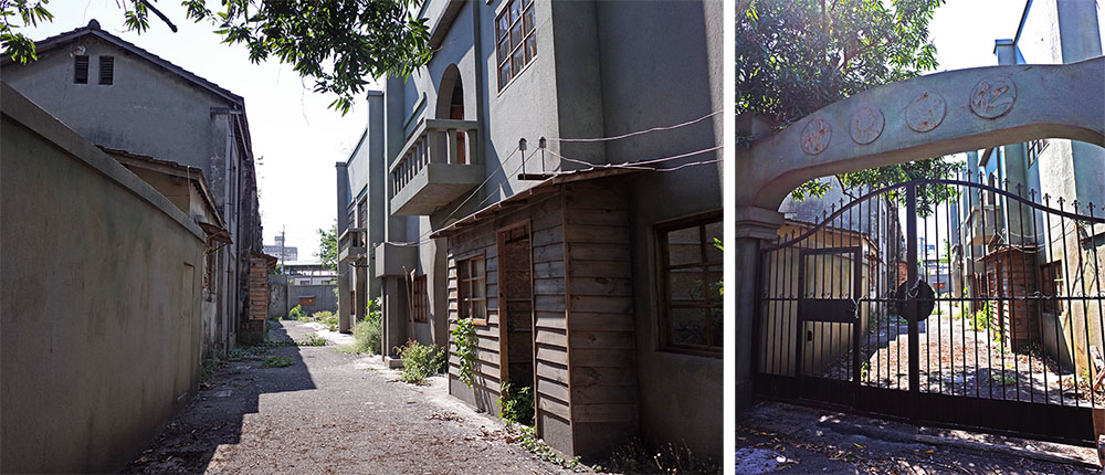 左圖：電視劇《一把青》取景地──岡山醒村。猜猜郭軫和朱青是住哪一棟？（鄭乃華·攝影）右圖：電視劇《一把青》取景地─岡山醒村。戲裡的「南京仁愛東村」。（鄭乃華·攝影）