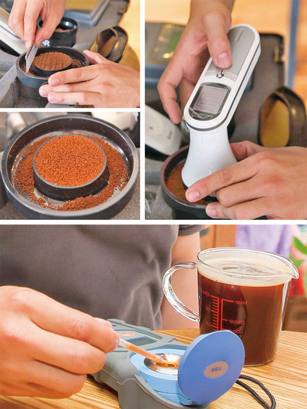 檢視咖啡品質 Mr. Lai checks beams' quality.