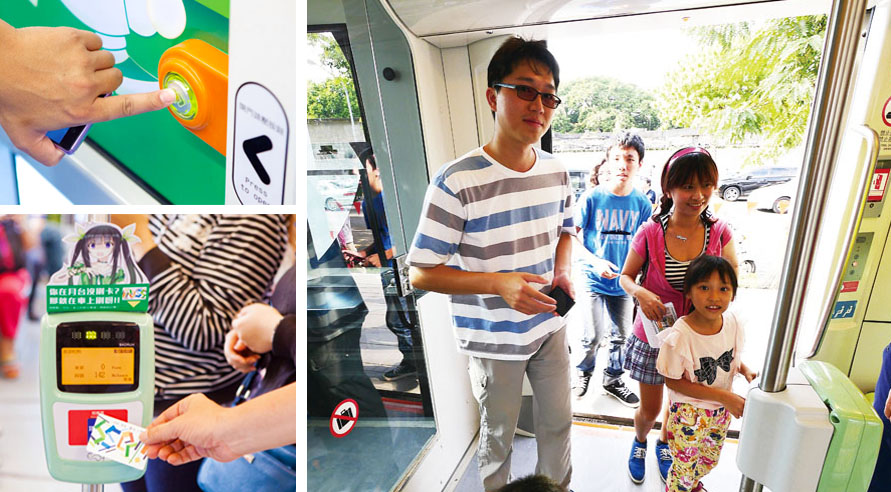 開放式自動收費 Tagging an iPASS on board a tram