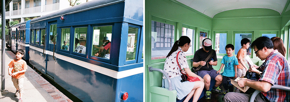 重製的客運車廂，讓人彷彿回到旗尾線鼎盛年代 Riding on the simulated train, as if traveling back to the glamorous era of th
