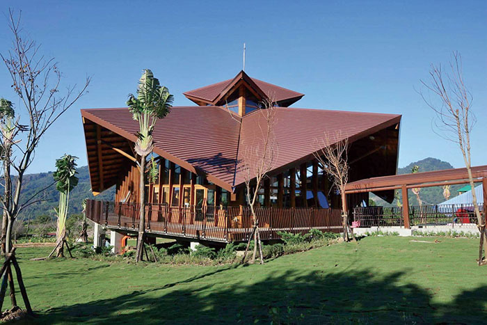 圖書館外觀是曼陀羅花造型 Datura flower shaped library