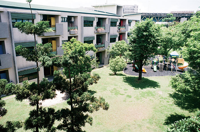 校園樹木從海汕國小移植 The campus preserves tall trees transplanted from Haishan Elementary School.