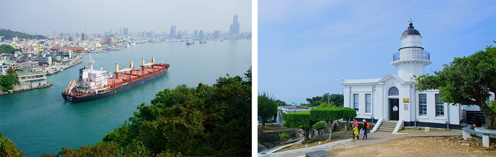 左：高雄港。右：旗后燈塔。（攝影／Bill Hwang）