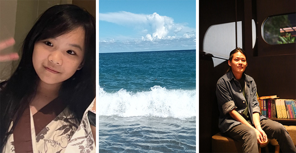 散文類12-15歲組首獎林子琪（左）、散文類16-18歲組首獎井（中）、散文類19-30歲組首獎冰箱（右）