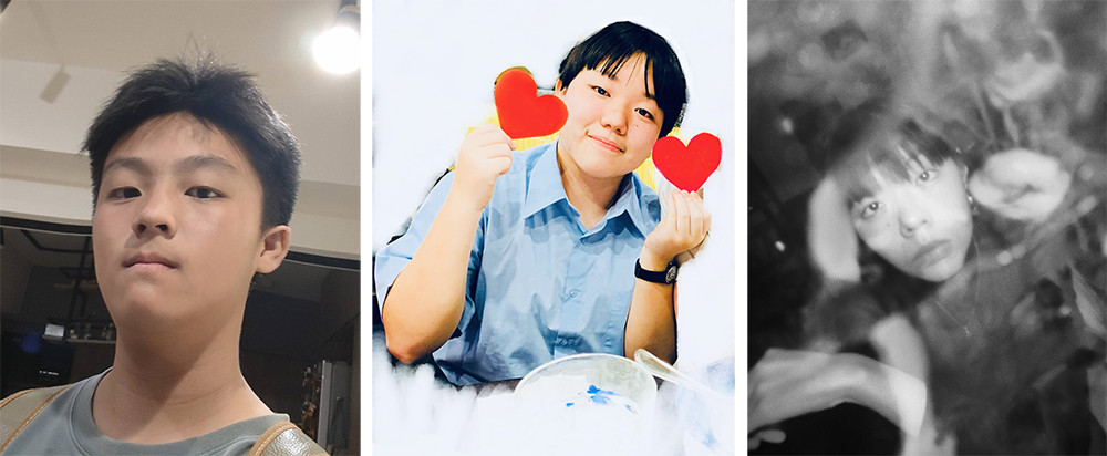 新詩類12-15歲組首獎作品許景焜（左）、新詩類16-18歲組首獎作品郭依瑾（中）、新詩類19-30歲組首獎作品吳俐臻（右）