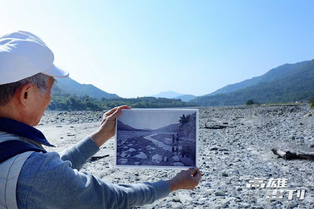 為了重現湯姆生照片中一模一樣的地景，反覆前往荖濃溪谷踏查十多次。(攝影/Carter)