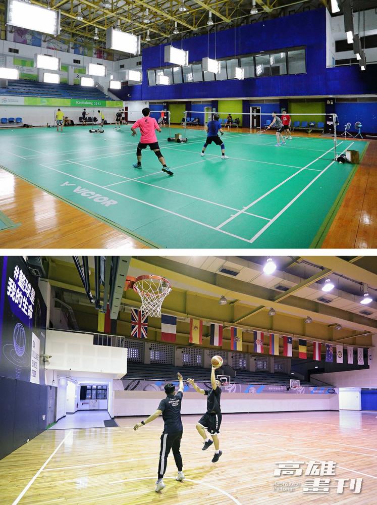 館內設有室內羽球場和籃球場，無論晴雨、白天或夜晚都能運動健身。(攝影/Carter)