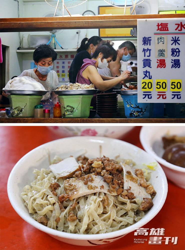 陳其邁市長推薦的阿萬意麵，是三民市場內老字號的美食。店裡一湯匙豬油、一湯匙蒜泥、一湯匙肉燥的黃金比例讓他讚不絕口。 (攝影/Carter)