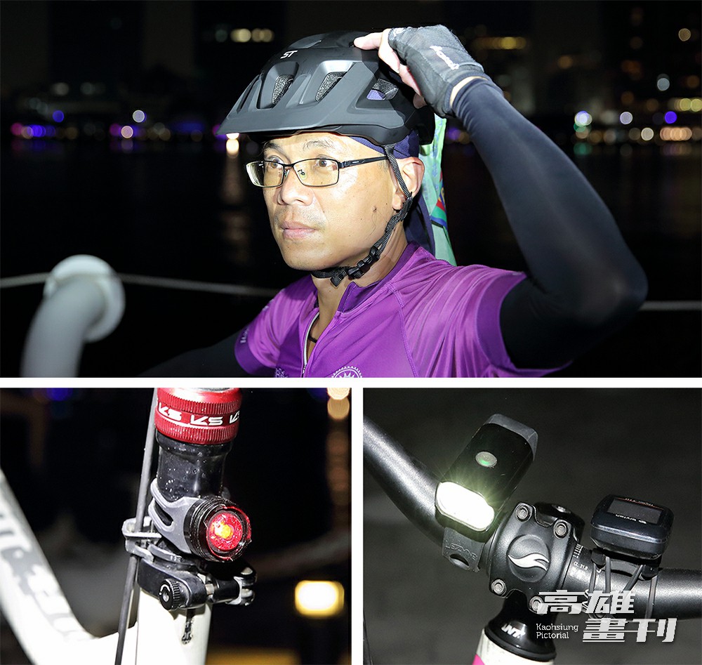 夜騎裝備不得馬虎，安全帽、車前燈與車尾燈等配備不能少，讓騎乘更安全。(攝影/Carter)